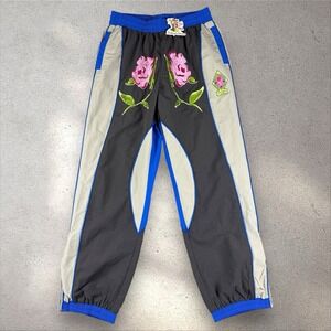 KIDSUPER BROOKLYN BOTANICS NYLON TRACKSUIT BOTTOMS BROWN/BLUE SZ S NWT